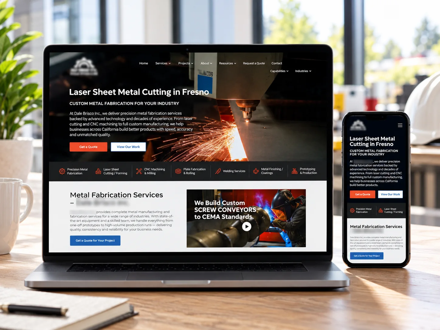Responsive industrial business website presentation